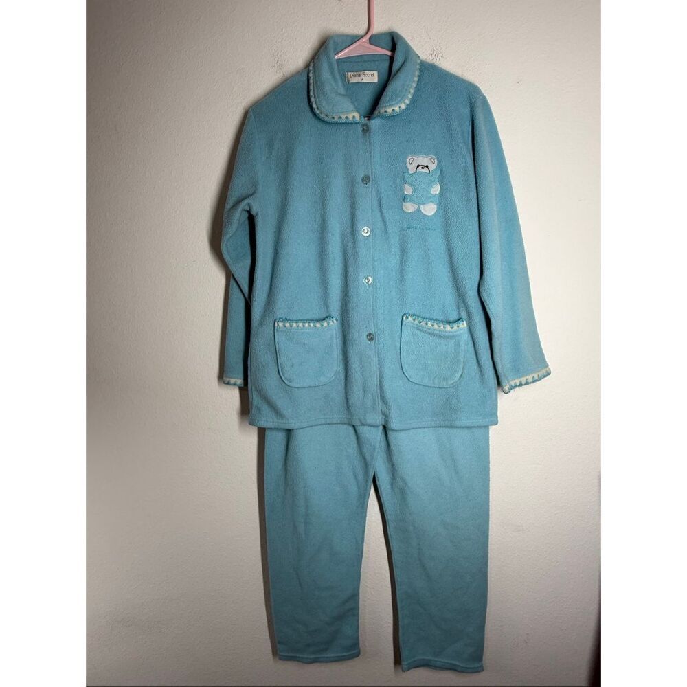 Vintage Diana Secret Fleece Pajamas Set Light Blue Size M See Description